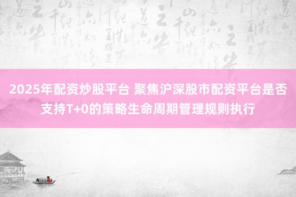 2025年配资炒股平台 聚焦沪深股市配资平台是否支持T+0的策略生命周期管理规则执行
