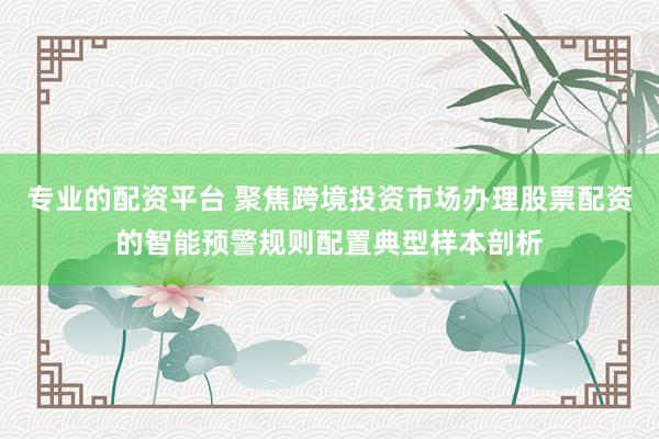 专业的配资平台 聚焦跨境投资市场办理股票配资的智能预警规则配置典型样本剖析